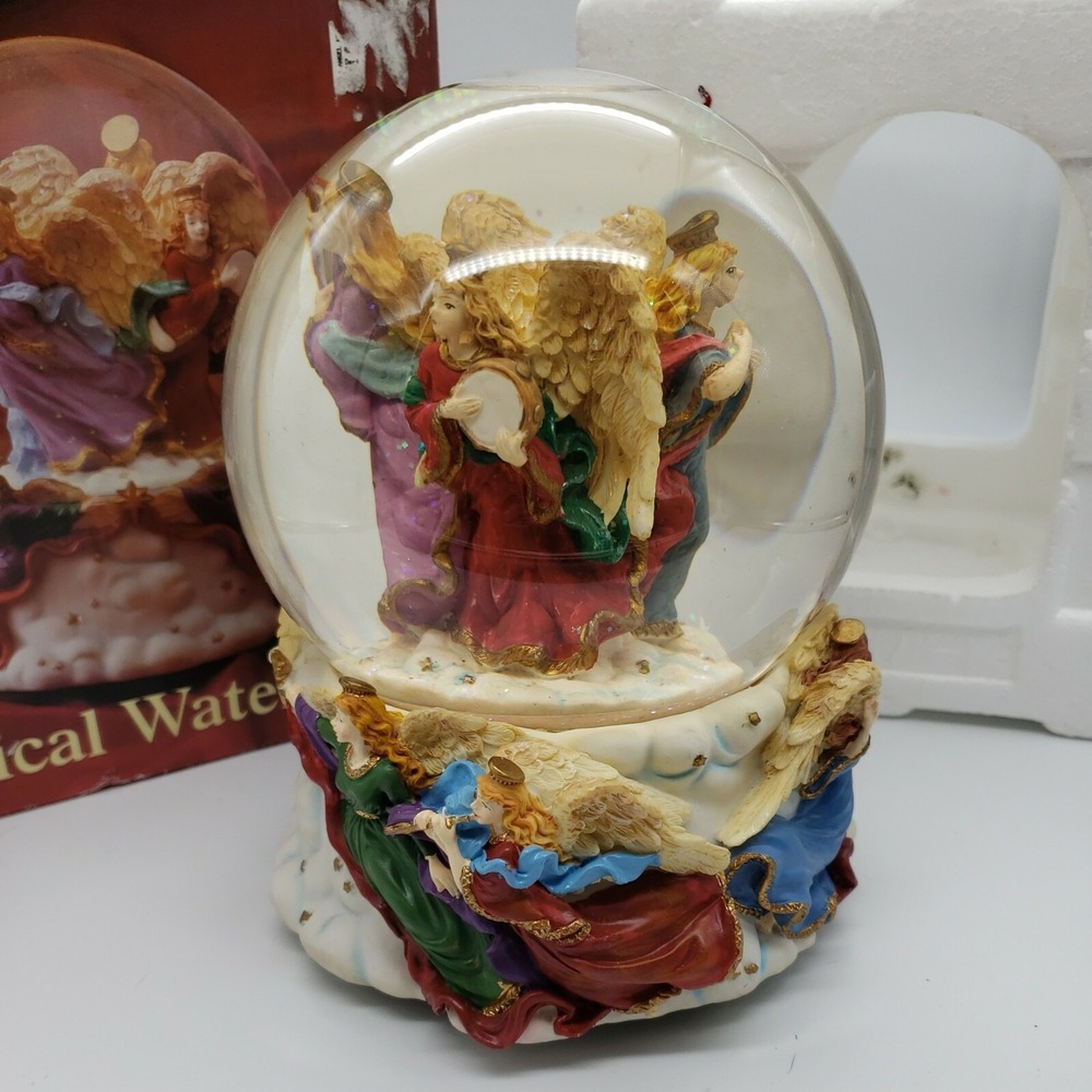 Large Musical Waterglobe Angels With Various Musical Instruments Great Cond box - Picture 3 of 12